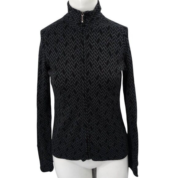 Ibex Merino Wool Full Zip Chevron Cardigan Mock Neck...